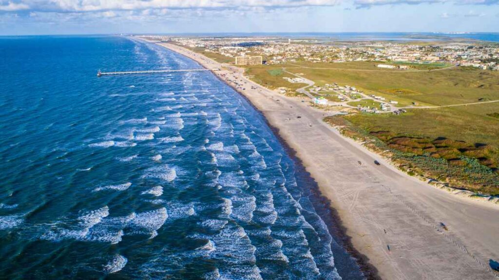 blue waters of the gulf of mexico against long beach