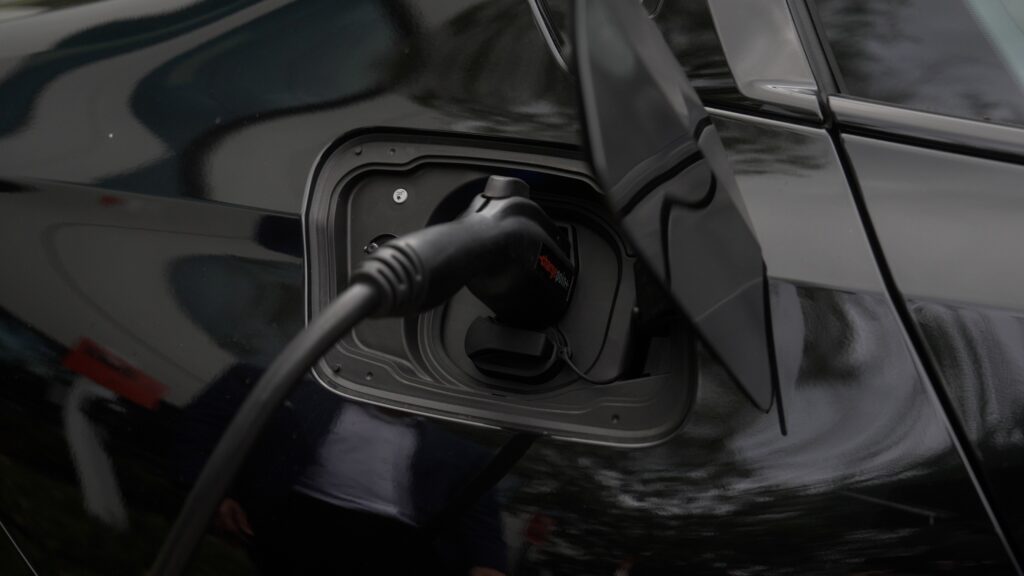 electric car charging with connector from chargepoint