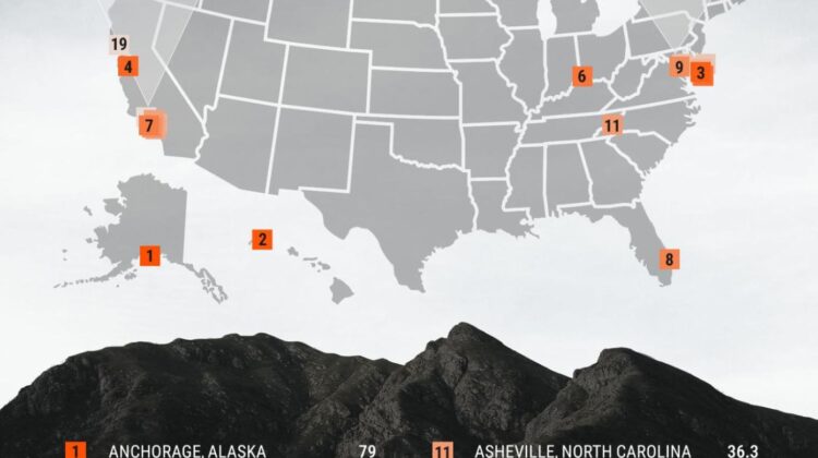 Map of digital detox destinations