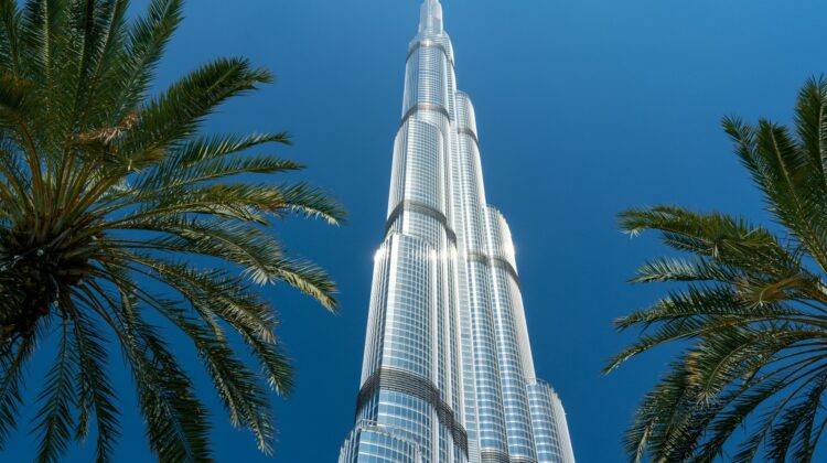 he Burj Khalifa, the world’s tallest building, towering over the Dubai skyline.